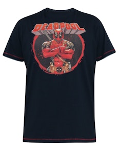 D555 Wade Official Deadpool Printed Crew Neck T-Shirt Dark Navy